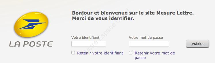 Identification de mon espace client Mesure Lettre