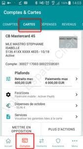 Accès comptes et carte sur l'app mobile CIC