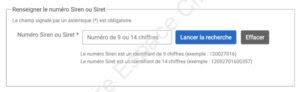 Avis de situation Sirene : recherche par numéro siren ou siret