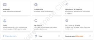 Interface du compte leboncoin en ligne