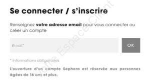 Connexion à mon compte Sephora