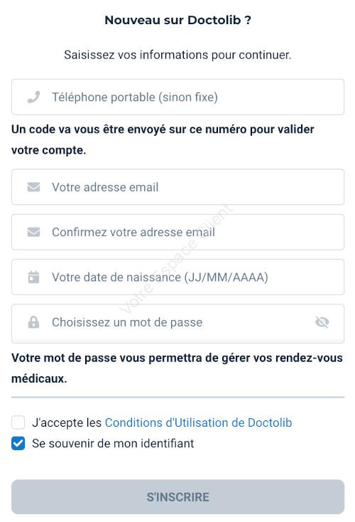 doctolib.fr : créer mon compte patient