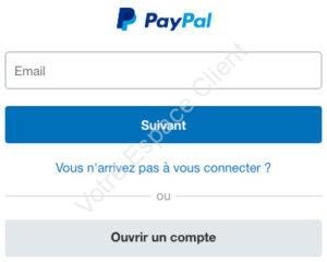 Fenêtre de connexion Paypal : login