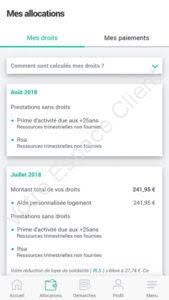 Mes droits allocations CAF sur app mobile