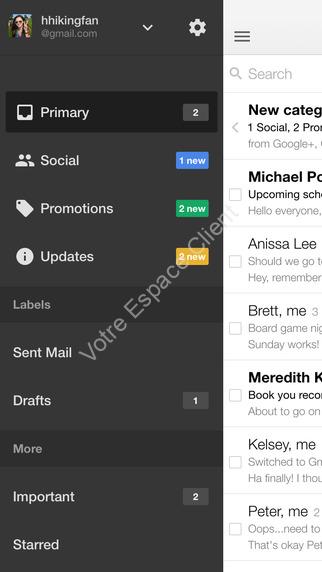 Messagerie Gmail sur iPhone, iPad et Android