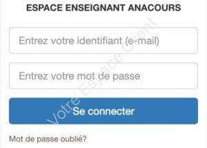 Mon compte : connexion à mon espace enseignant Anacours