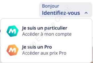 Mon compte pro particulier sur www.manomano.fr