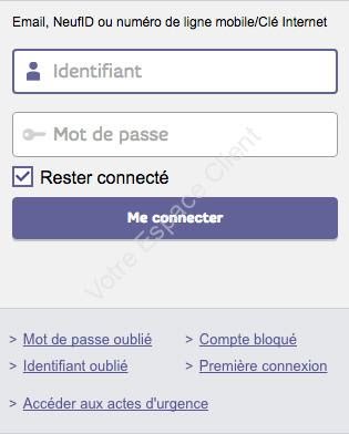 Mon espace client SFR / Accès au service client