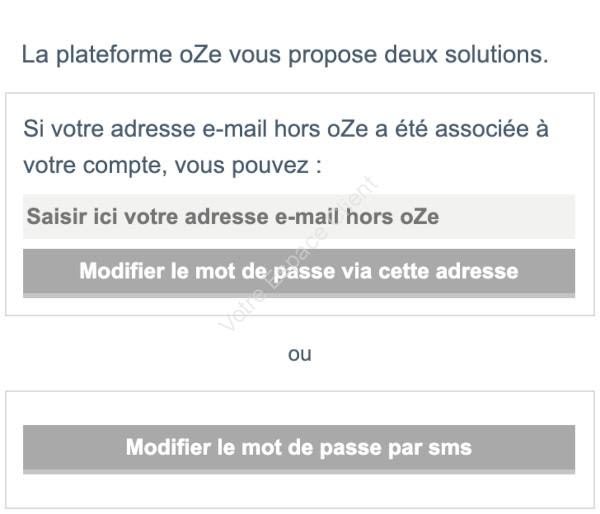 Oze Yvelines : mot de passe perdu