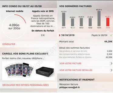 SFR Mon Compte : info conso et dernières factures